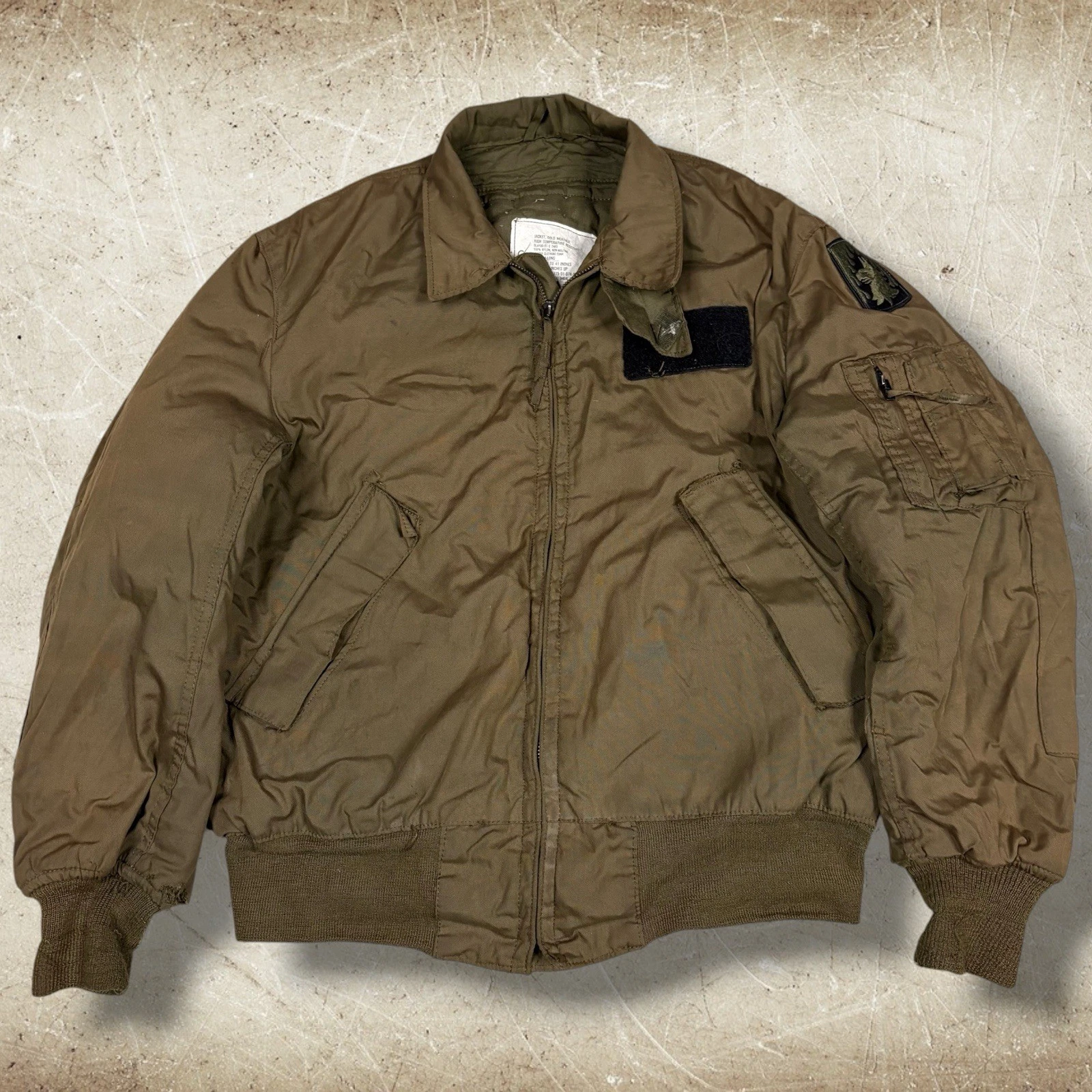 Vintage 80s US Military Tanker Jacket Cold Weather M Long High Temp Resistant