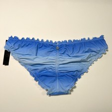 Victoria Secret Large L Bikini Bottom Ruffle Cheeky Ruched Pastel Blue Ombre