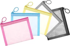 5 PCS Clear Mesh Zipper Pouches, Purse Organizer Pouches Portable Cosmetic... 