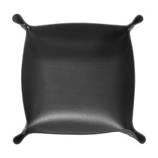 PU Leather Valet Tray Unisex Folding Small Catchall Tray, Black