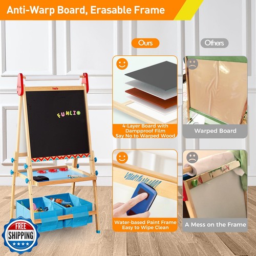 FUNLIO Anti-Warping Kids Art Easel, 3 Height Adjustable for Kids  - Picture 3 of 5