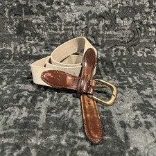 Torino Italian Woven Tan/ Cream Made In USA Belt Sz 36 #6932 Leather Buckle EUC