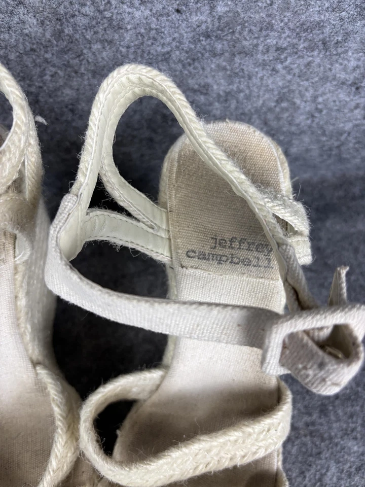 Jeffrey Campbell Sandals Womens Size 38 EU Natural Espadrille Wedge Ankle Strap - Image 4 of 4