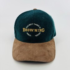 Vintage 90’s Browning Hat Cap Strap Back Men’s Green Wool Blend Hunting Green