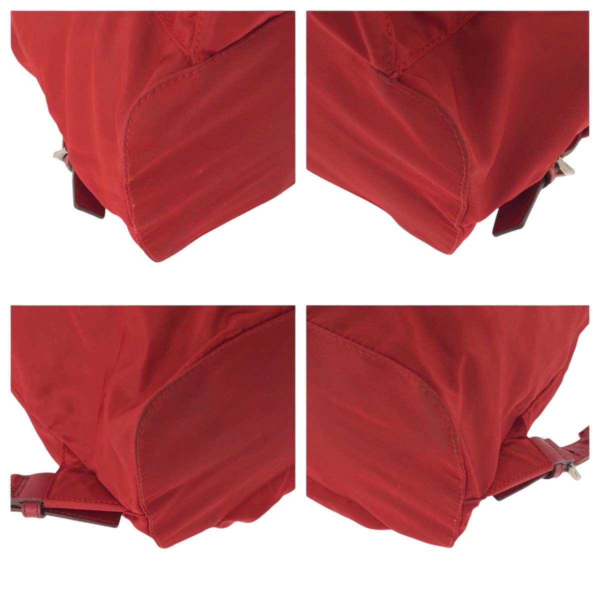 PRADA Tessuto Triangle Logo Plate Red Silver Hardware Nylon B4650 Rucksack Backp thumbnail 3