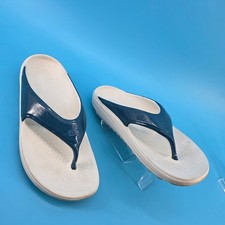 Spenco Fusion 2 Orthotic Recovery Flip Flops White Navy Blue Womens 11 Mens 10