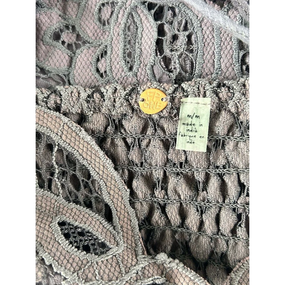 Free People Adella Bralette Women's M Gray Lace Scalloped Edges NEW - Image 3 of 4