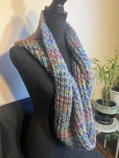 Colorful Knit Infinity Scarf Women's One Size Multicolor Boho