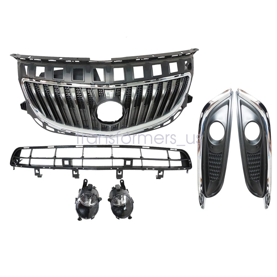 Fit Buick Regal 2014-2017 Front Upper/Lower Grille Fog Lamps/ Bezels Set 6pcs - Image 2 of 4