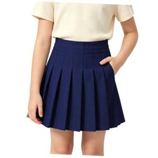Girls Pleated Skirt with Practical Pockets and Shorts School 14 Years Navy Blue