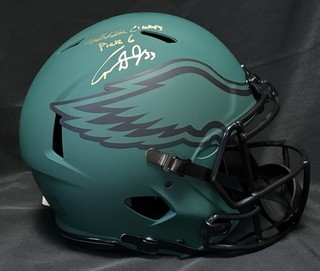 Cooper DeJean Signed F/S Authentic Rave Helmet “SB LIX CHAMPS PICK 6” Fanatics