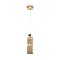 Pendelleuchte Glas Schirm Metall Cognac Gold Rund Ø10 Cm E14 HäNgelampe KüChe