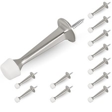 Heavy Duty Solid Rigid Door Stop 12 PCS Soft Rubber Tip Zinc Satin Nickel