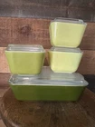 Vintage Pyrex Verde Avocado Olive Green Refrigerator Dish Set