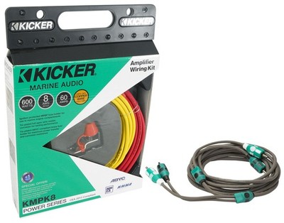 KICKER 47KMPK8 8 AWG Gauge Marine Amplifier Amp Install Wire Kit+RCA KMPK8