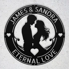 Custom Couple Metal Wall Art Sign Personalized Home Decor Romantic Love Gift