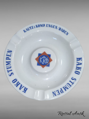 310252 alter Porzellan WERBE-ASCHENBECHER KAKO-STUMPEN Kautz & Komp.Engen/Baden