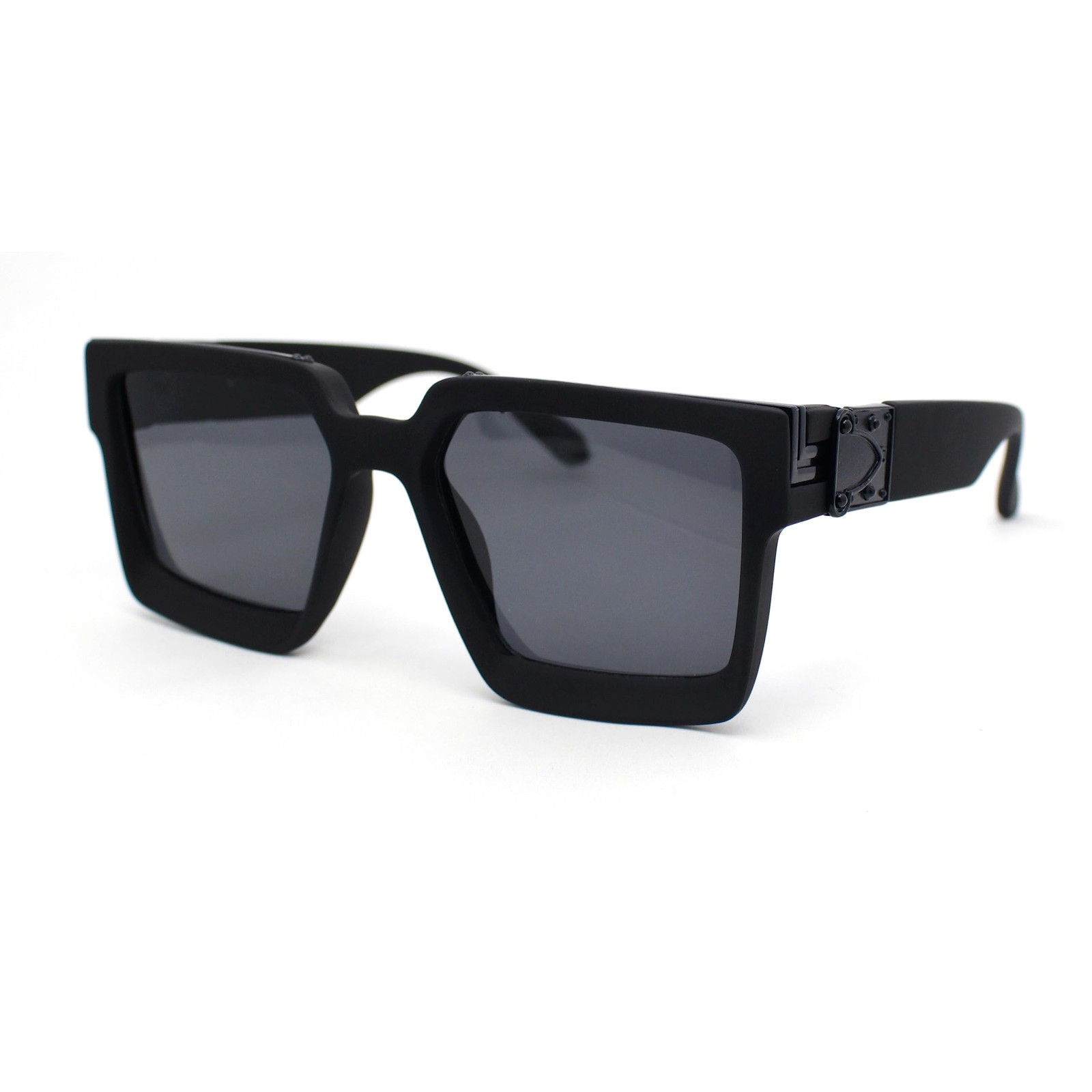Rubberized Soft Matte Luxury Thick Horn Rim Mobster Sunglasses All Black