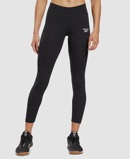 Reebok Women's Black Knit Mid-Rise Full Length Logo Leggings Size S