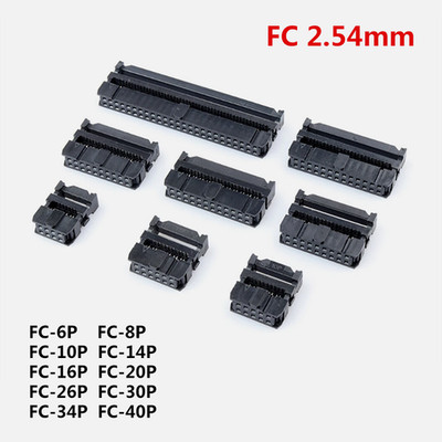 FC 2.54mm Pitch IDC Socket Double Row Female Header Cable Connector 6 Pin-40 Pin
