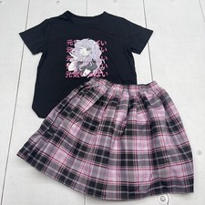 Youth Girls Black  Pink Anime School Girl Outfit Size 11-12