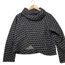 Comfy Usa The Melinda Jacket In Black Sidney Leaf Print Wrap Turtleneck