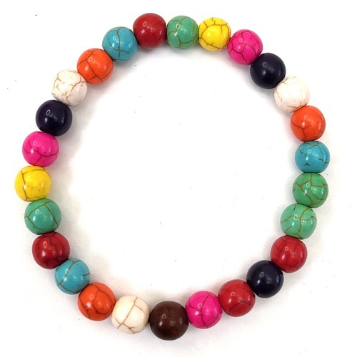 Web Magnesite Turquoise Stretch Bracelet 7.5" Bead 4mm 6mm 8mm 10mm 12mm Pink - Picture 112 of 113