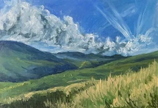 ‘Rolling Hills’ 5x7 Original Oil Painting Landscape Nature Impressionist