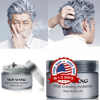 Crema Cera De Cabello Gris Para Mujer Hombre Plata Temporal Pelo Color Natural