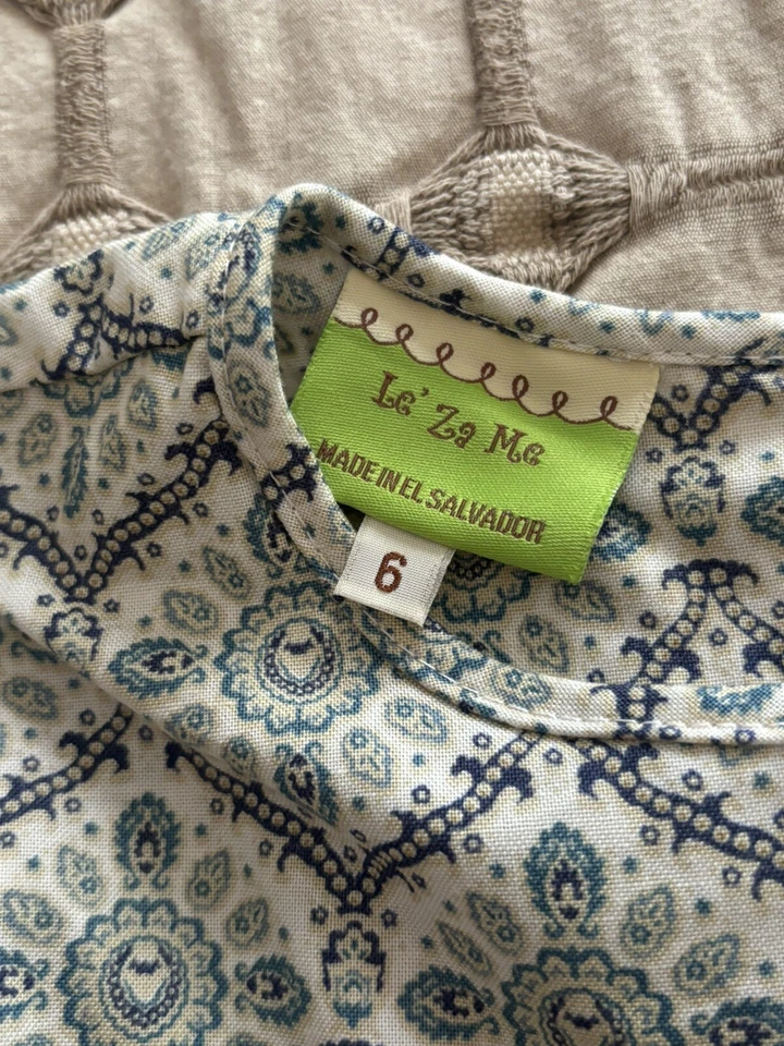 Boutique Le’ Za Me 连衣裙女孩 6 码绑带腰带 3/4 袖全新带标签 — 第 4/4 张图片