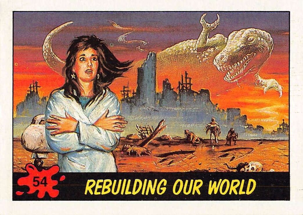 1988 Topps Dinosaurs Attack Trading Card #54 REBUILDING OUR WORLD