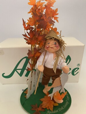 Annalee Doll  Logo Kid  1995 Goin  Fishing Autumn Fall Original Box