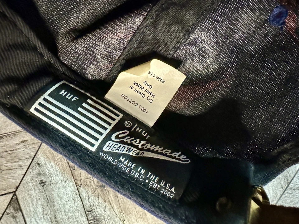 Gorra de béisbol vintage HUF mezcla de lana azul rojo correa trasera hecha en EE. UU. Foto 4 de 4