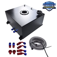 Black 15 Gallon Aluminum Fuel Cell Gas Tank+cap+level Sender+steel Fuel Line Kit
