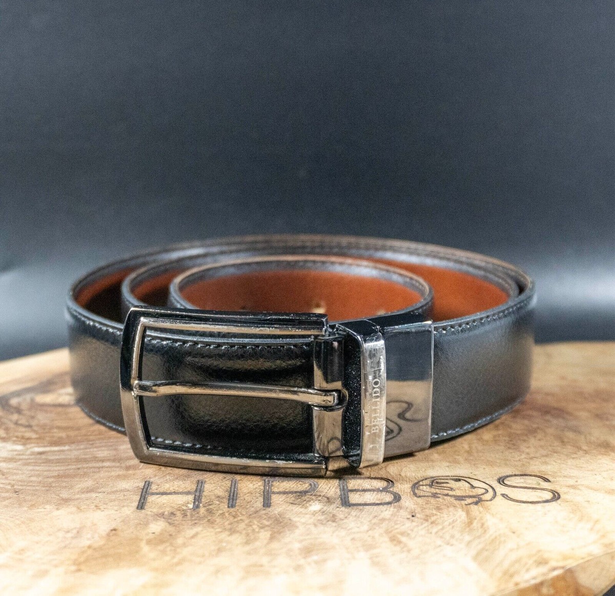 Miguel Bellido Mens Belt Leather Classic Reversible Belt Black