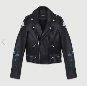 maje black leather jacket