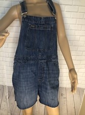 VTG 90s y2k GAP Classic Bib Overalls Blue Jean Denim Rolled Size Large Shorts