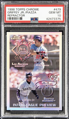 1998 TOPPS CHROME REFRACTOR #479 GRIFFEY JR./PIAZZA PSA 10 1998 TOPPS CHROME REFRACTOR #479 GRIFFEY JR./PIAZZA PSA 10