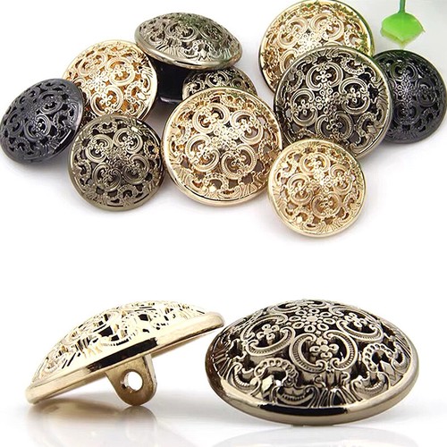 10pcs Hollow Round Metal Buttons for Sewing Clothing Crafts Gifts Card 15-20mm - Picture 2 of 19