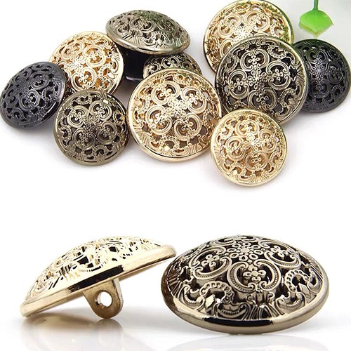 10pcs Hollow Round Metal Buttons for Sewing Clothing Crafts Gifts Card 15-20mm - Foto 1 di 19