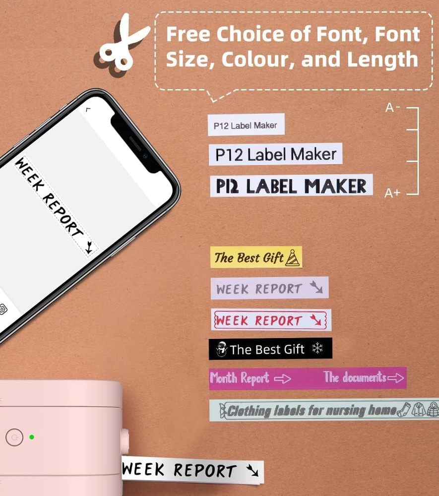 Portable Bluetooth Label Maker with Inkless Rechargeable Design for Easy Home & Office Use