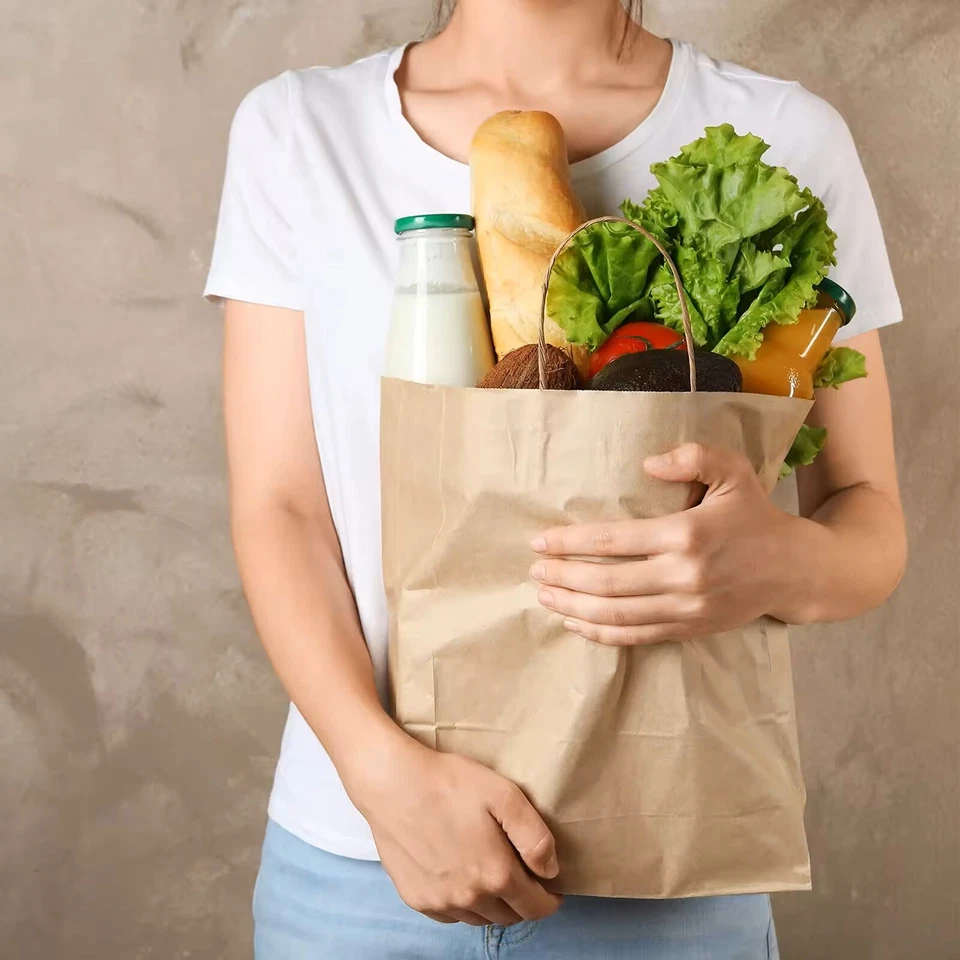 Twisted Handle Paper Bags Brown & White For Party Gift Carrier ECO Friendly Bags - Image 3 of 4