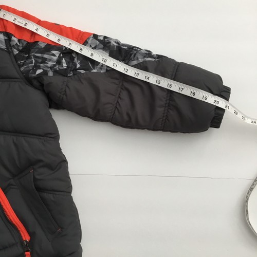 Pacific Trail Boys Puffer Jacket Hooded Zipper Closure Pockets Black Orange Sz M - Picture 7 of 8