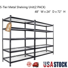 2 x 5-Tier Metal Shelving Unit 48  Wx24  Dx72  H Heavy Duty Adjustable Storage Rack
