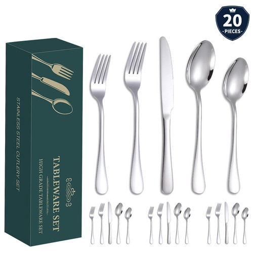 20 Pcs Silverware Set for 4,Stainless Steel Flatware Cutlery Utensil Kitchen Set eBay