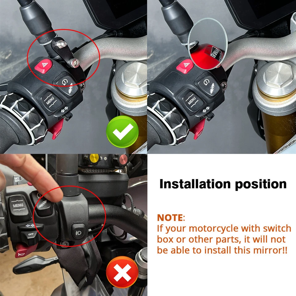 Espejo retrovisor lateral convexo 360° sin llanta para BMW F850GS/Adventure F750GS 2018-24 Foto 4 de 4