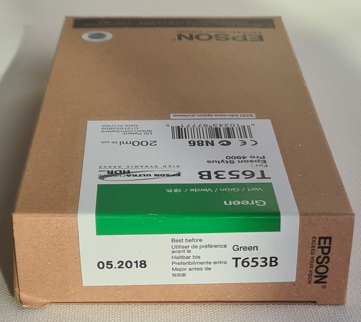 Cartouche Epson T653B vert UltraChrome pour impression photo Stylus Pro 4900