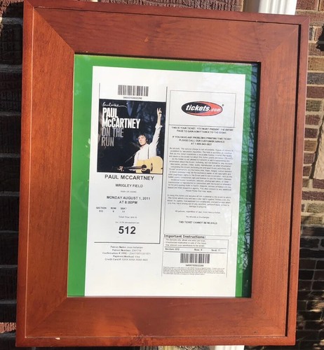 1991 Paul McCartney concert ticket print framed Wrigley Field 19x16 - Picture 2 of 3