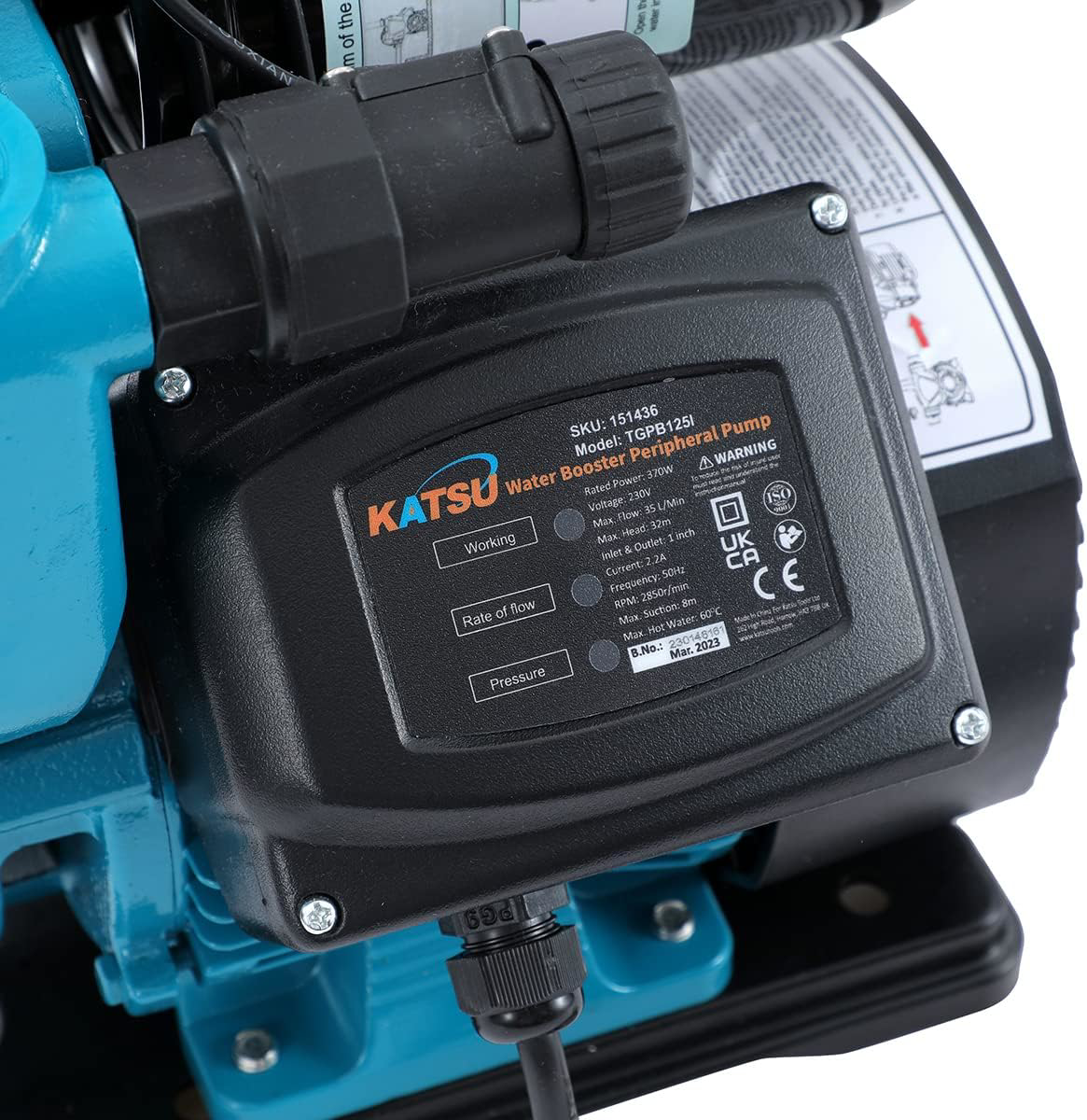 KATSU Water Booster Pump 370W, Auto Stop Start with Adjustable Pressure