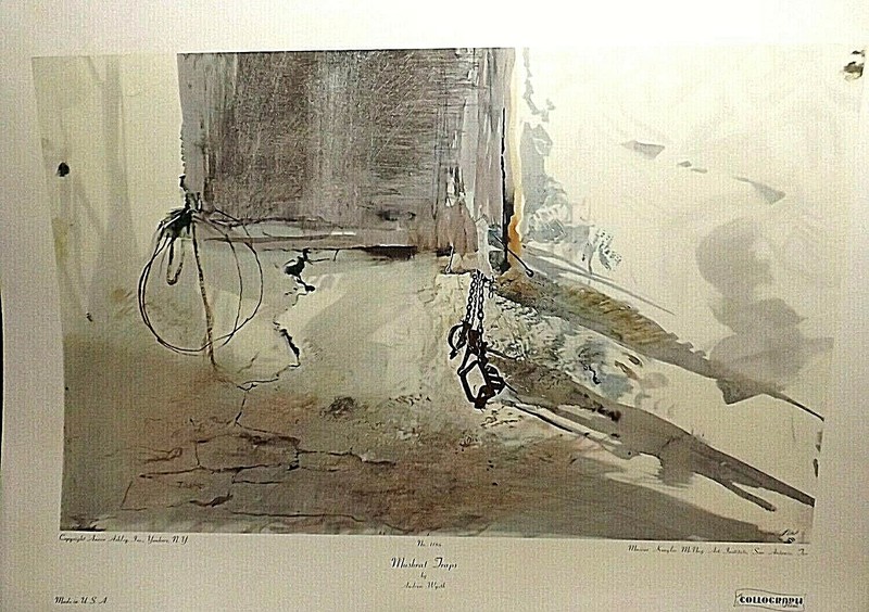 ANDREW WYETH MUSKRAT TRAPS LITHOGRAPH PRINT 19 X 28 INCHES